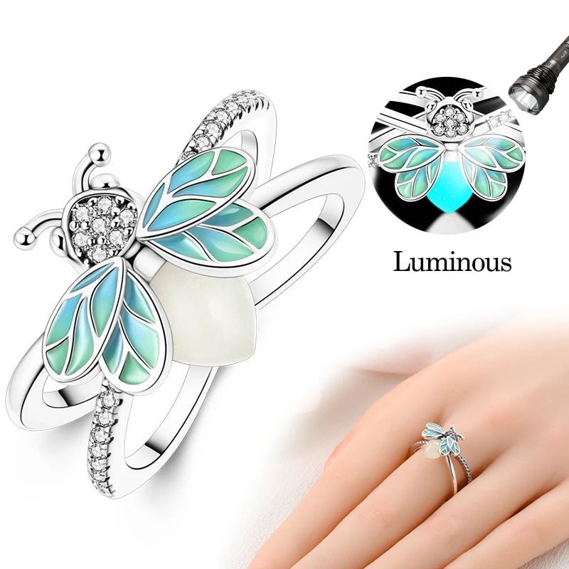 Luminous Firefly Silver Ring