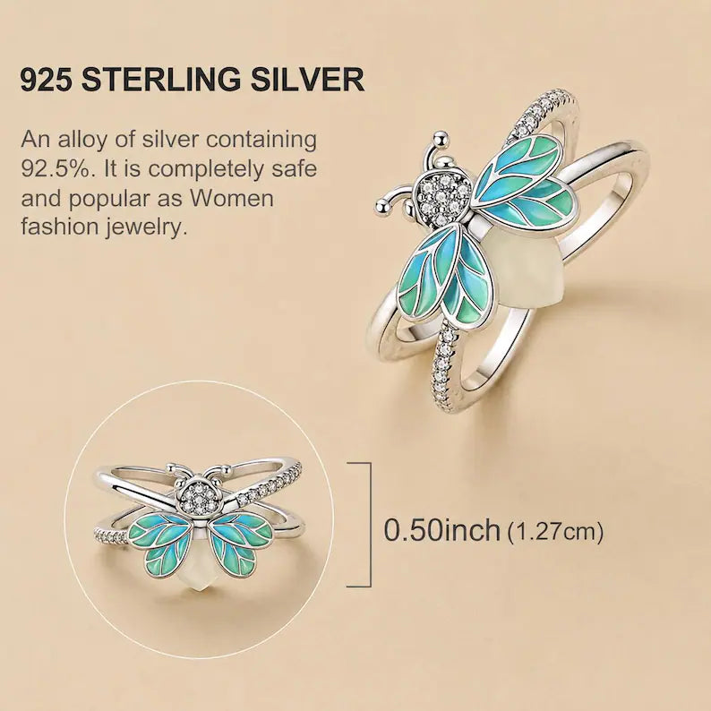 Luminous Firefly Silver Ring